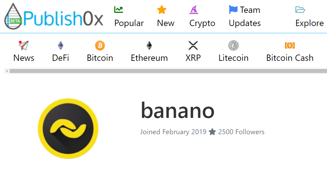 Official BananoJob #6: BANANO Airdrop to all Publish0x users (200k BAN)!